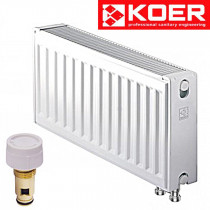 Стальные радиаторы Koer 22 тип 300*1300 Турция VK (нижнее подключение) с термоклапаном