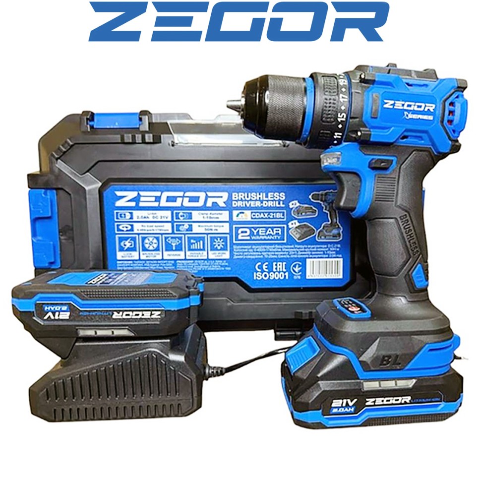 Аккумуляторный шуруповерт ударный ZEGOR CDAX-21BLH (бесщеточный